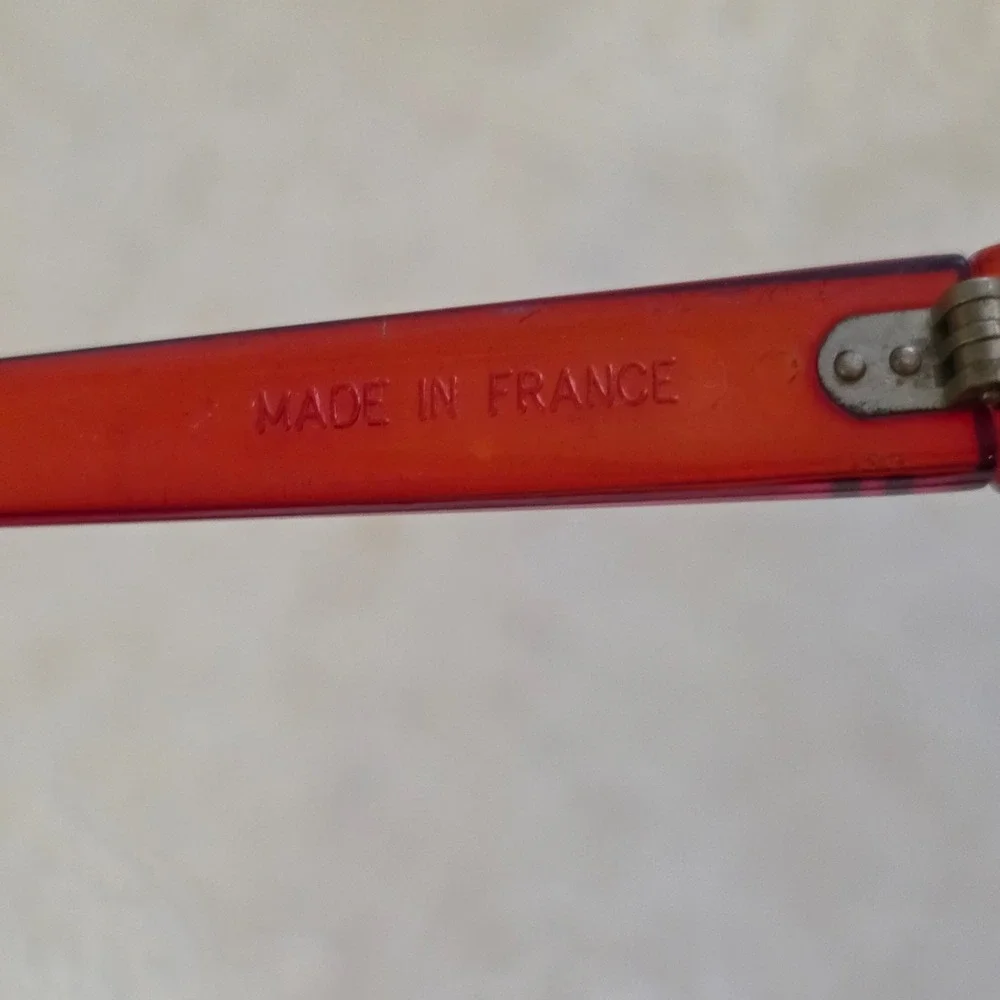Vintage Womens Sunglasses 70s Polaroid Oversized Butterfly 8637 Amber Red France